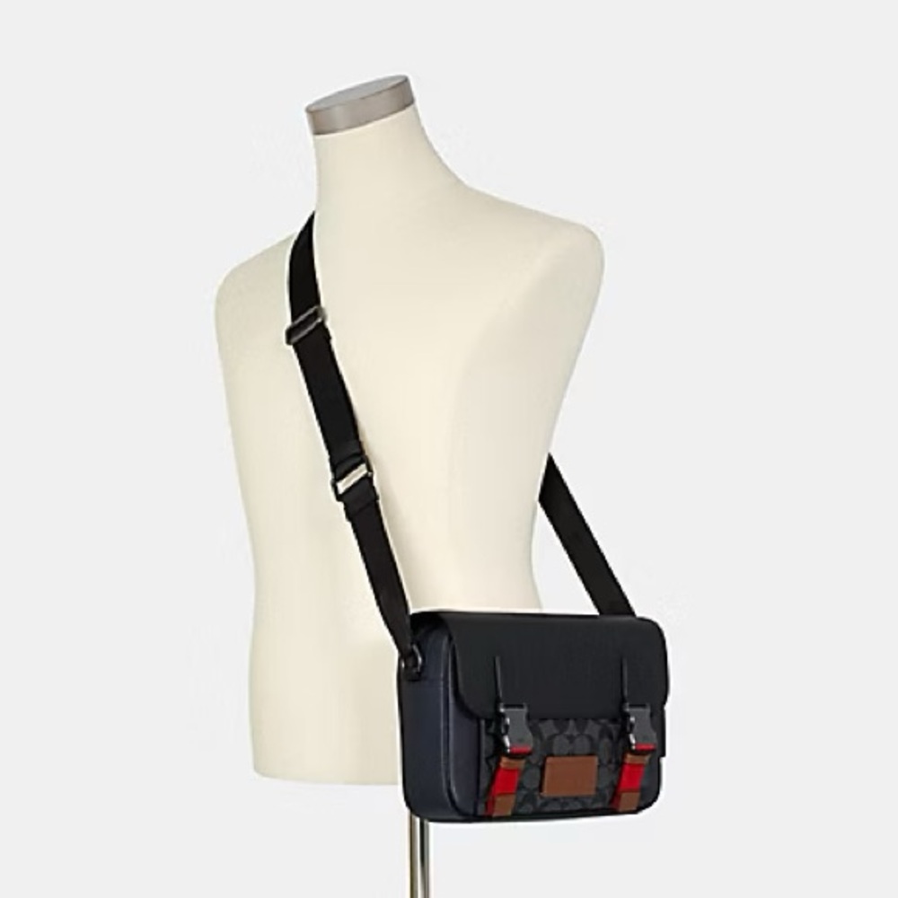Coach Track Crossbody Messenger in Charcoal Midnight Coloblock & Signature C4141